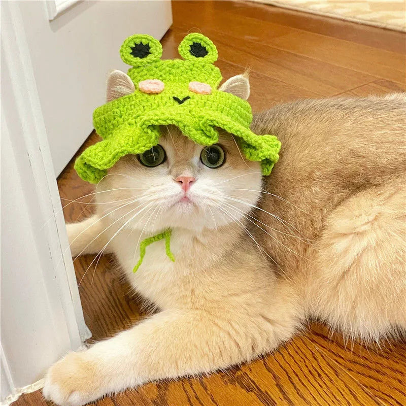 🎩 Knitted Pet Hat – Cute Elastic Beanie for Cats & Small Dogs