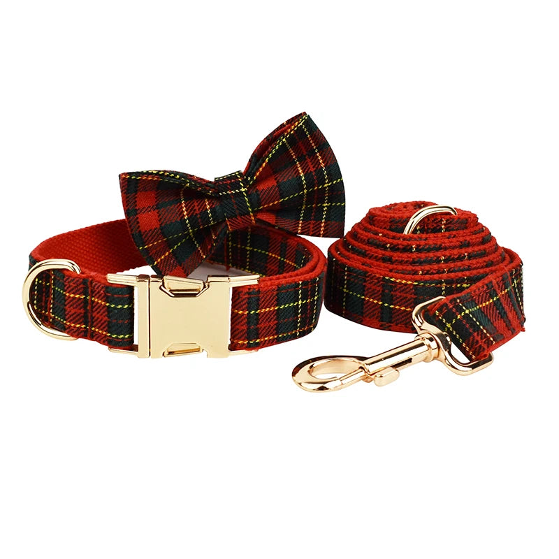 Custom Soft Cotton Dog Collar, Leash & Harness Set