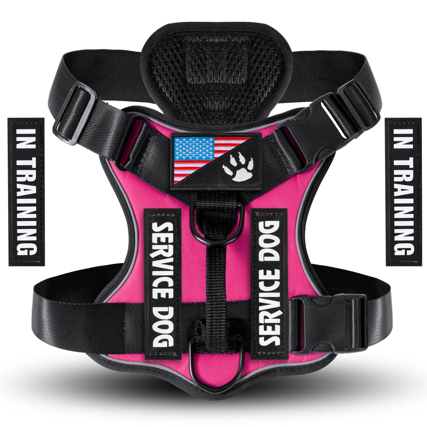 Reflective Service Dog Harness with 5 PCS Patches - Adjustable Soft Oxford Vest Harness for Dogs