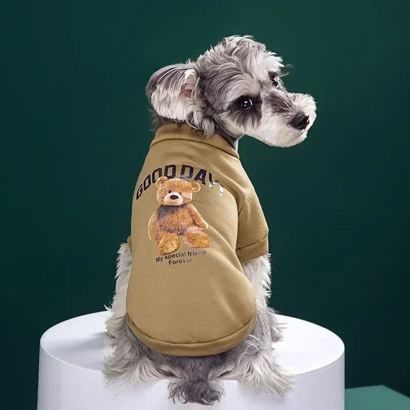 Winter Dog Clothes – Cute Puppy Warm Pullover Sweatshirt with Bear Pattern | Pet Jacket for Small & Medium Dogs, Cats | Chihuahua Costume Coat Ditzy Petunia