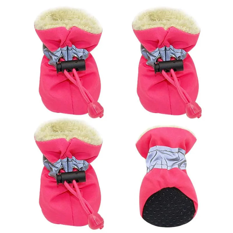 4pcs Anti-skid Waterproof Dog Boots – Warm, Non-Slip Paw Protectors for Small and Medium Dogs