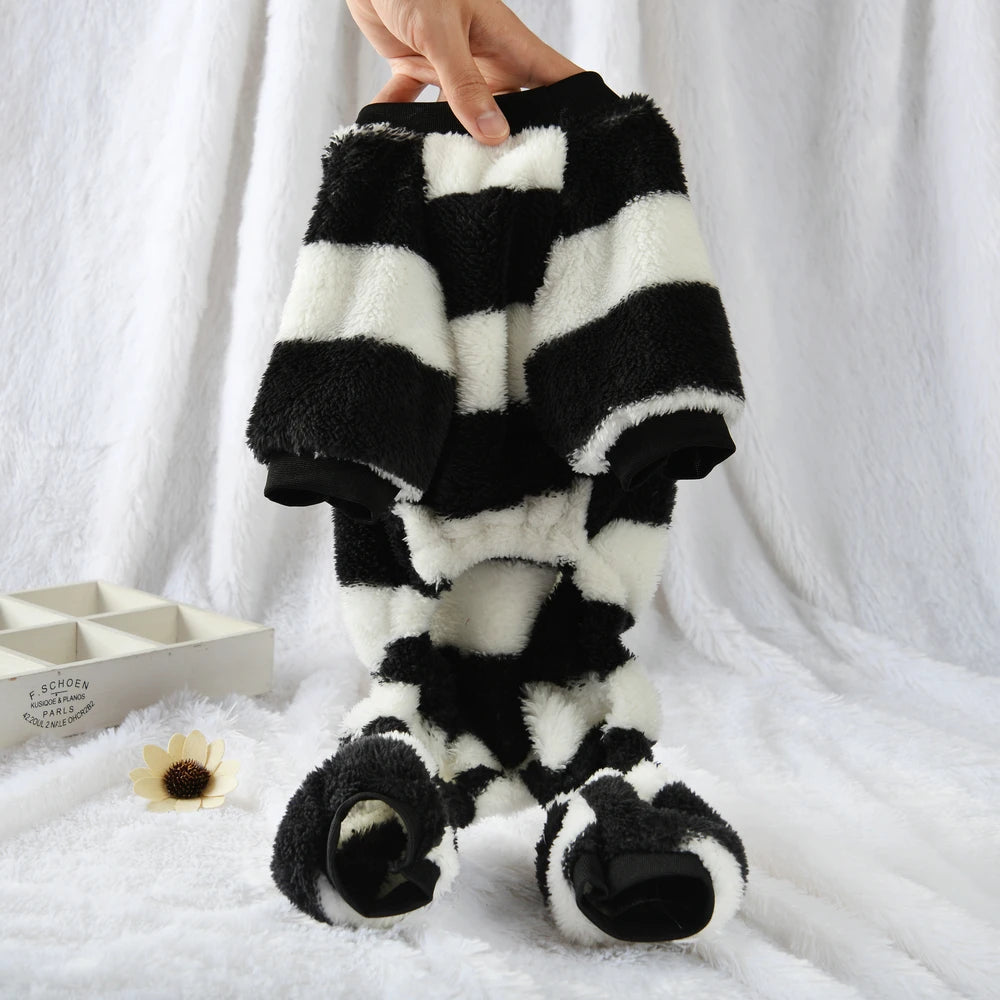 Soft Stripe Fleece Dog Sweatshirt - Warm Hooded Coat for Small Dogs, Cats, & Puppies
