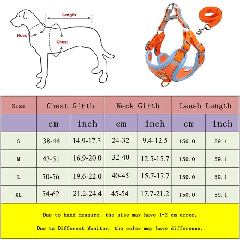 Adjustable Dog Harness & Leash Set | Reflective Anti-Pull Vest for Small & Medium Dogs | Safe, Durable, and Breathable Ditzy Petunia