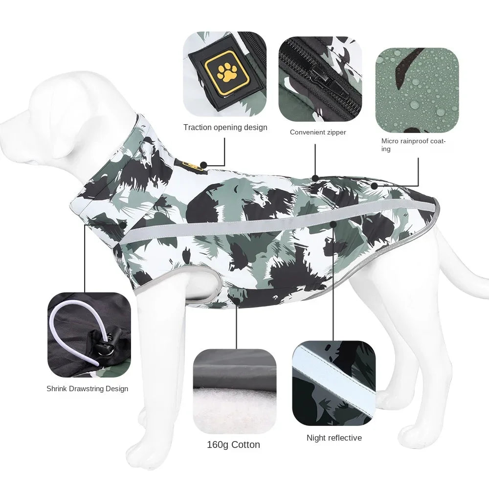 Waterproof Reflective Winter Dog Coat for Large Dogs – Warm Fleece Pet Jacket for Big Breeds
