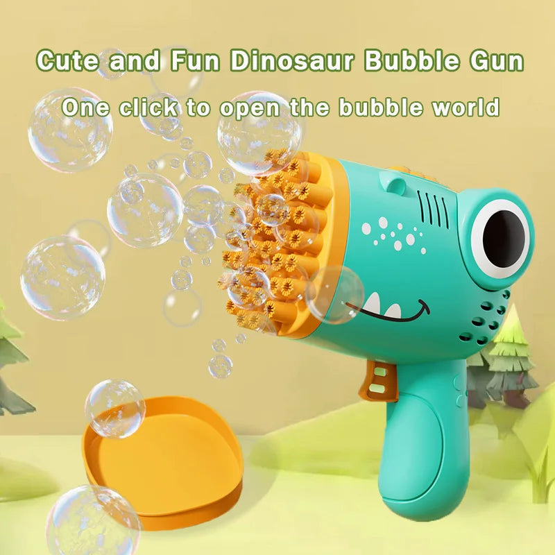 40-Hole Dinosaur Bubble Machine – Handheld Electric Bubble Gun Toy for Outdoor Fun, Parties, and Weddings (No Bubble Water) Ditzy Petunia