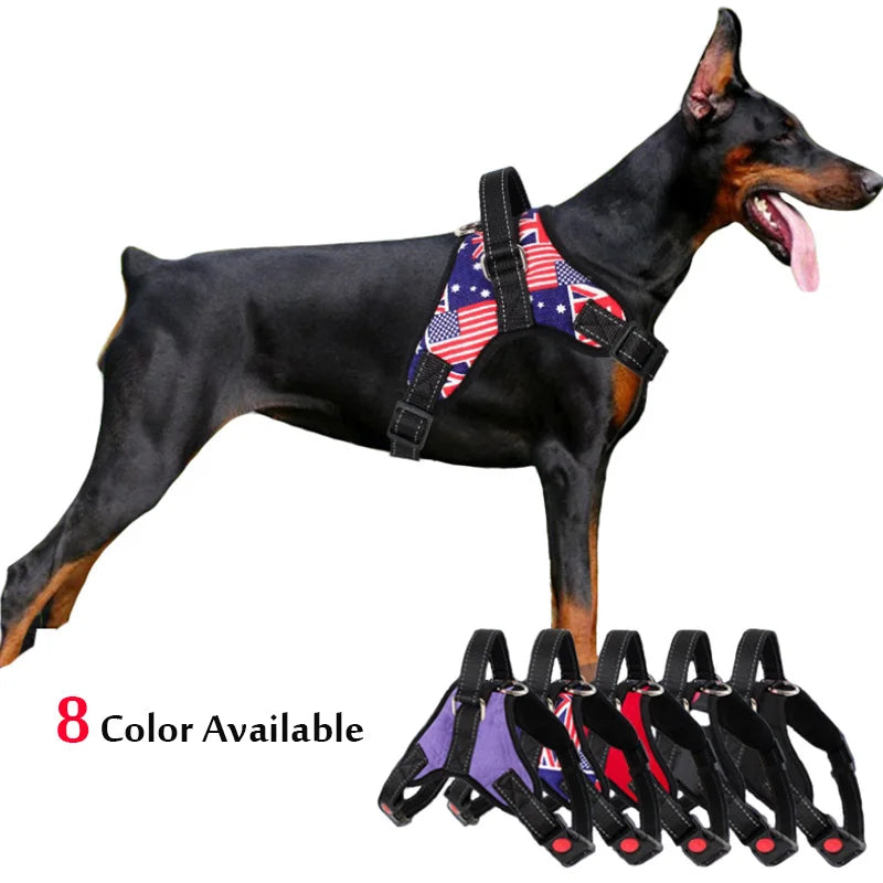Reflective Quick Release Dog Vest Harness - Cotton & Nylon Adjustable Pet Harness Ditzy Petunia