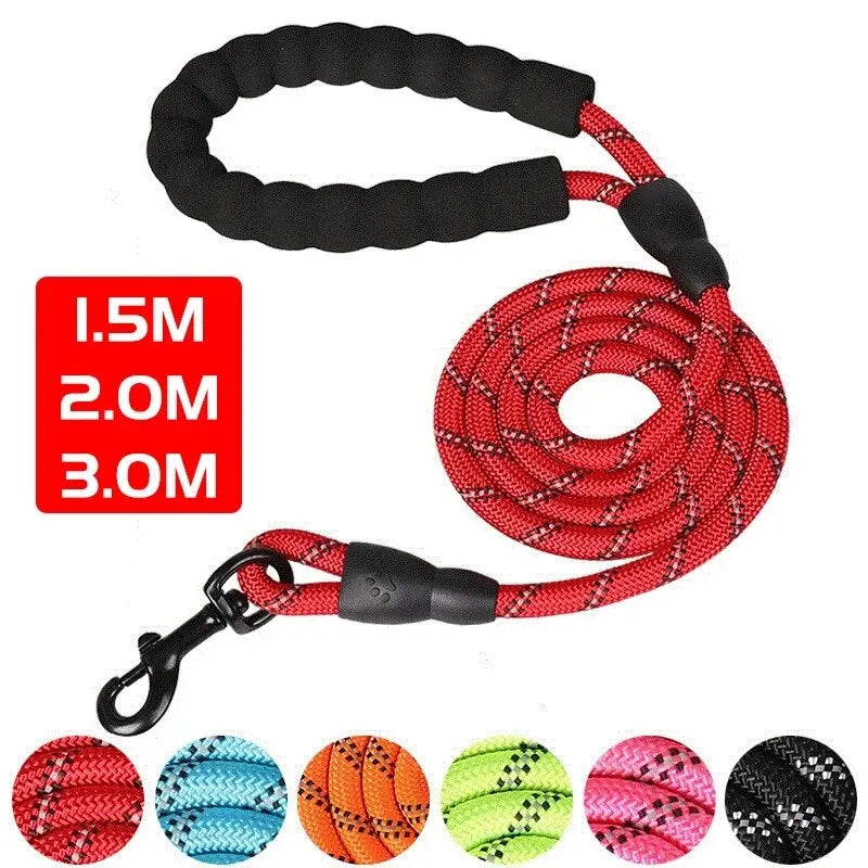 Heavy-Duty Reflective Nylon Dog Leash – 150cm / 200cm / 300cm