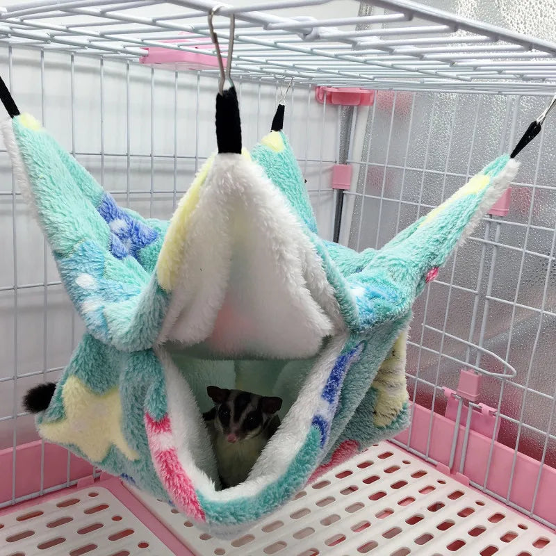 Hamster Hideout Cage Fleece Hammock, Guinea Pig, Sugar Glider, Rat Sleeping Bed