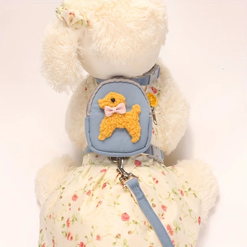 Adjustable Pet Vest with Backpack & Leash – Outdoor Harness for Small & Medium Dogs