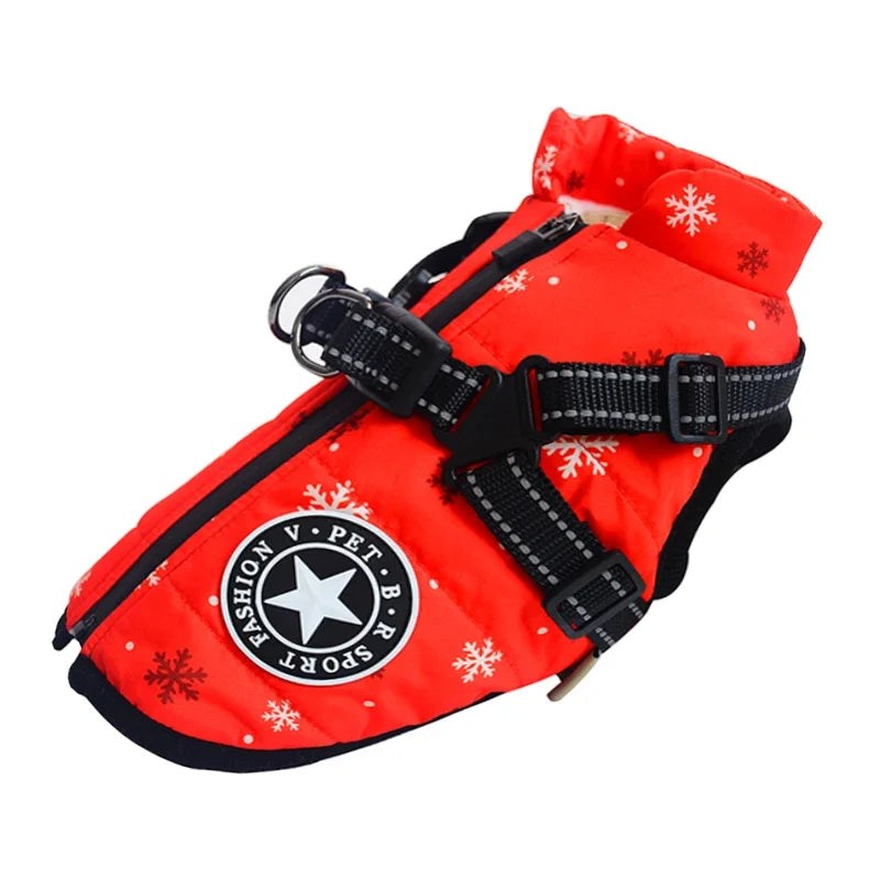 Waterproof Dog Jacket with Harness - Winter Warm Coat for Small to Large Dogs Ditzy Petunia