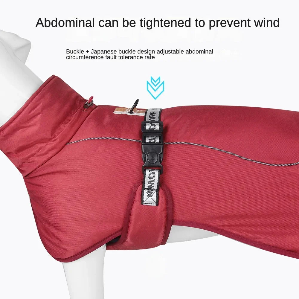 Waterproof Winter Dog Coat with Harness – Warm Fleece Jacket for Large Dogs