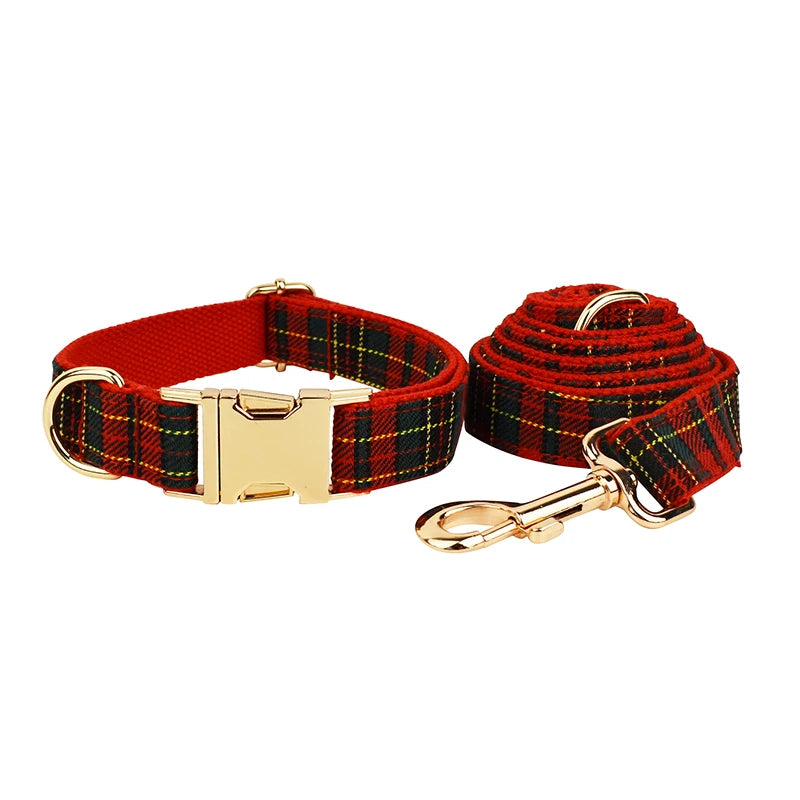 Custom Soft Cotton Dog Collar, Leash & Harness Set