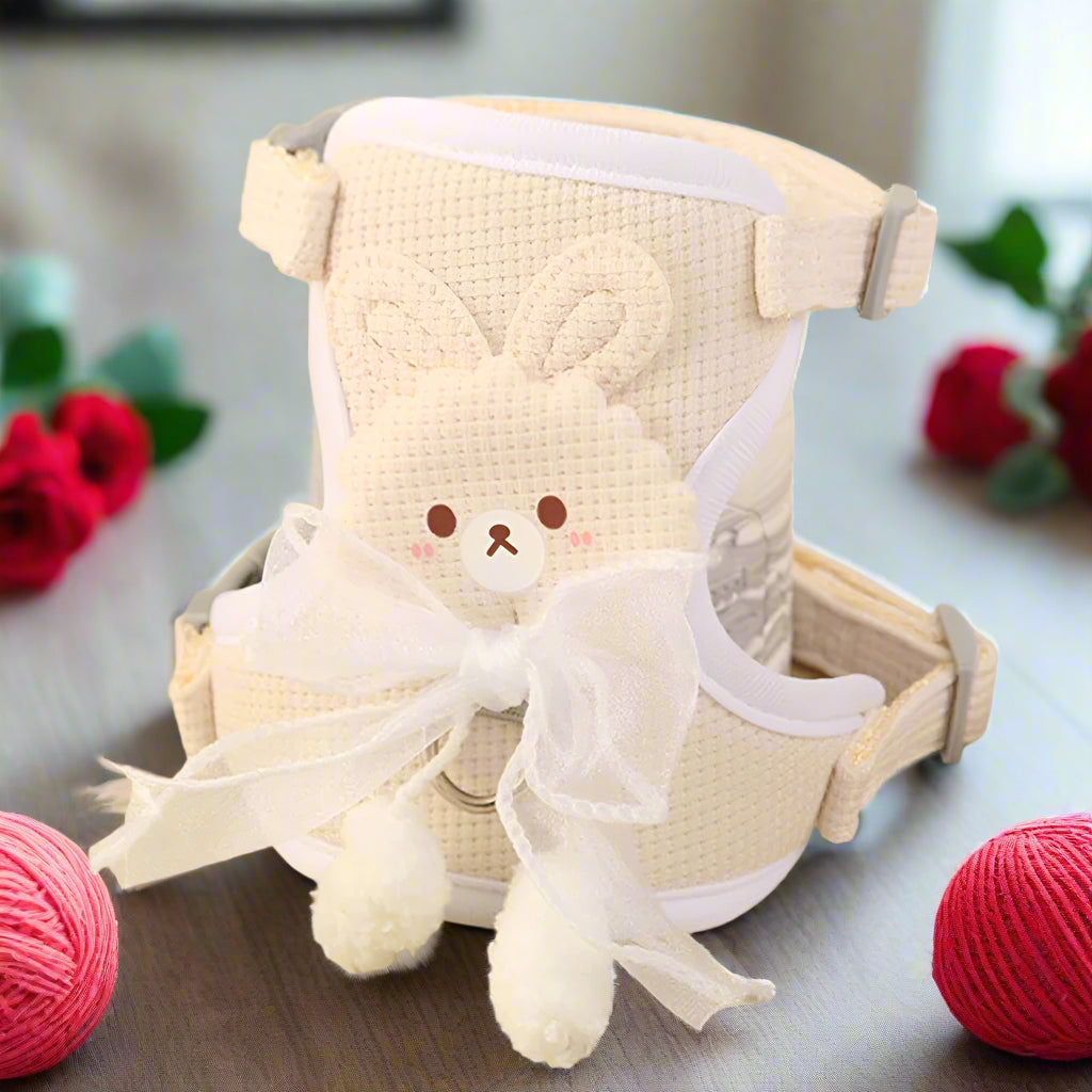 Lace Bow Dog Harness and Leash Set – Small Dog, Kitten, Cat Vest for Walking