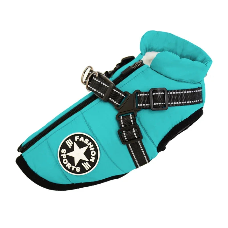 Waterproof Dog Jacket with Harness - Winter Warm Coat for Small to Large Dogs Ditzy Petunia