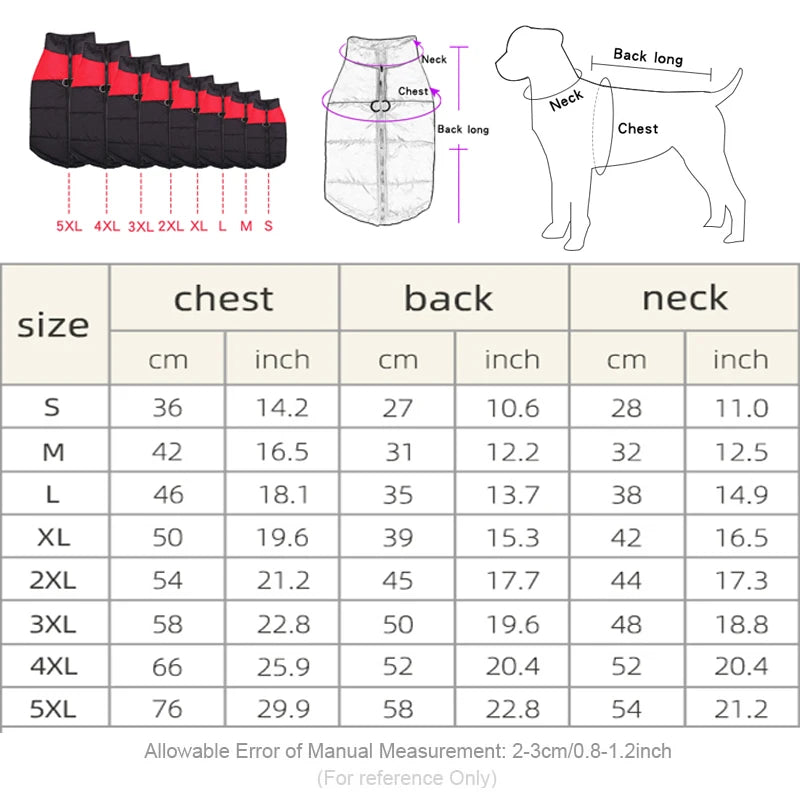 Waterproof Winter Dog Vest for Small and Large Dogs – Warm Pet Jacket for Chihuahua, French Bulldog, Yorkies, and Pugs