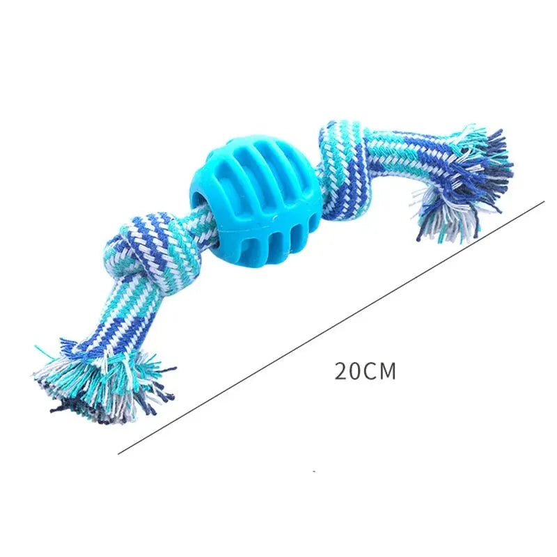 Bite Resistant Dog Rope Toy - Interactive Cotton Bone Chew Knot for Small Puppies, Teeth Cleaning Durable Dog Toy