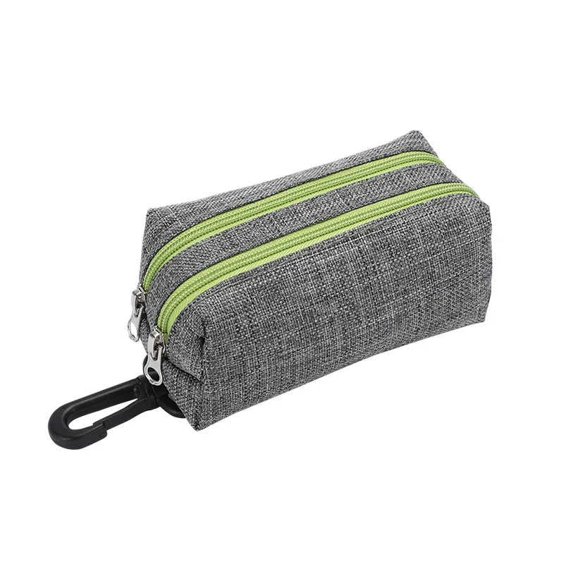 Portable Dog Poop Bag Dispenser with Auto-Lock Zipper, Waterproof Oxford Fabric, 2 Pockets for Leash, Key & Cards Ditzy Petunia