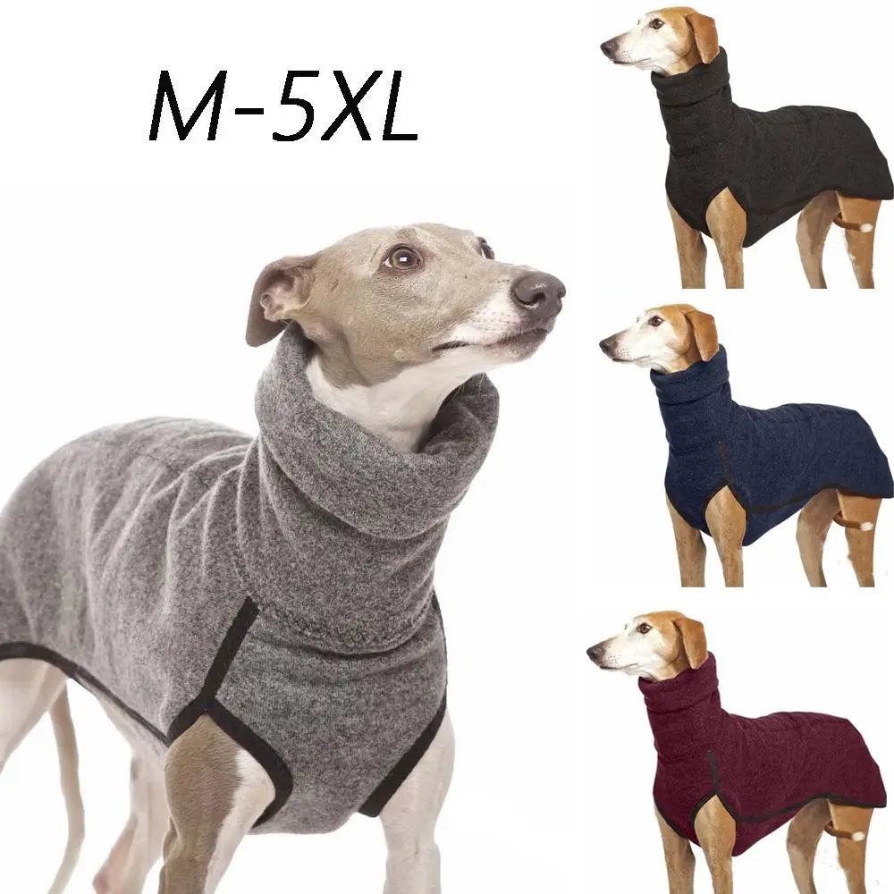 Winter High Collar Dog Sweater | Soft Cotton Hoodie Coat for Medium & Large Dogs | Warm Pitbull, Great Dane, and Greyhound Coat