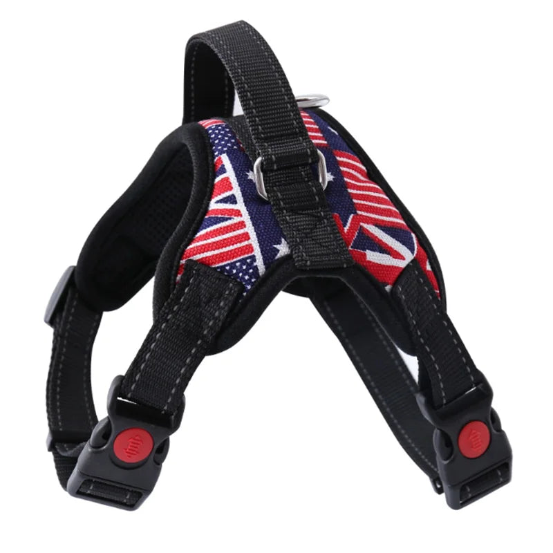 Reflective Quick Release Dog Vest Harness - Cotton & Nylon Adjustable Pet Harness Ditzy Petunia