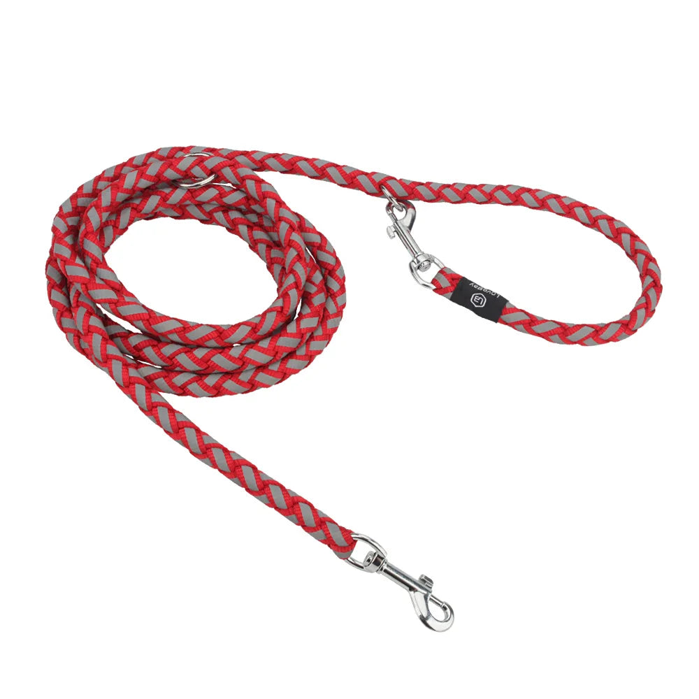 Reflective Double Dog Leash with Waist Belt – Hands-Free Walking for Two Dogs