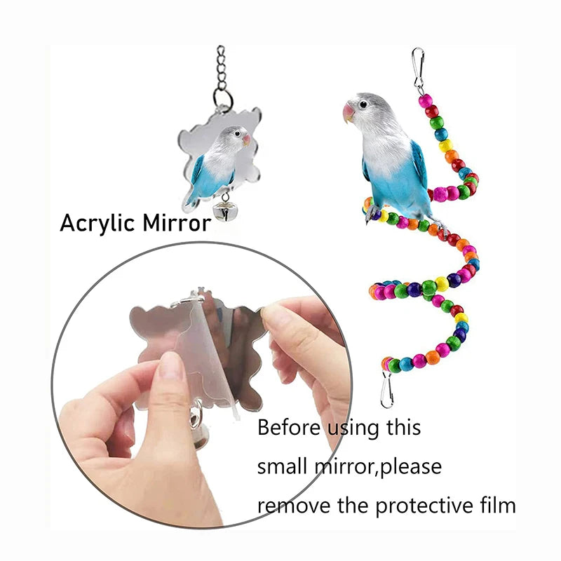 7 Pack Wood Parrot Toys – Bird Toy Set for Cage Accessories, Swings, Bridges, and Bells Ditzy Petunia