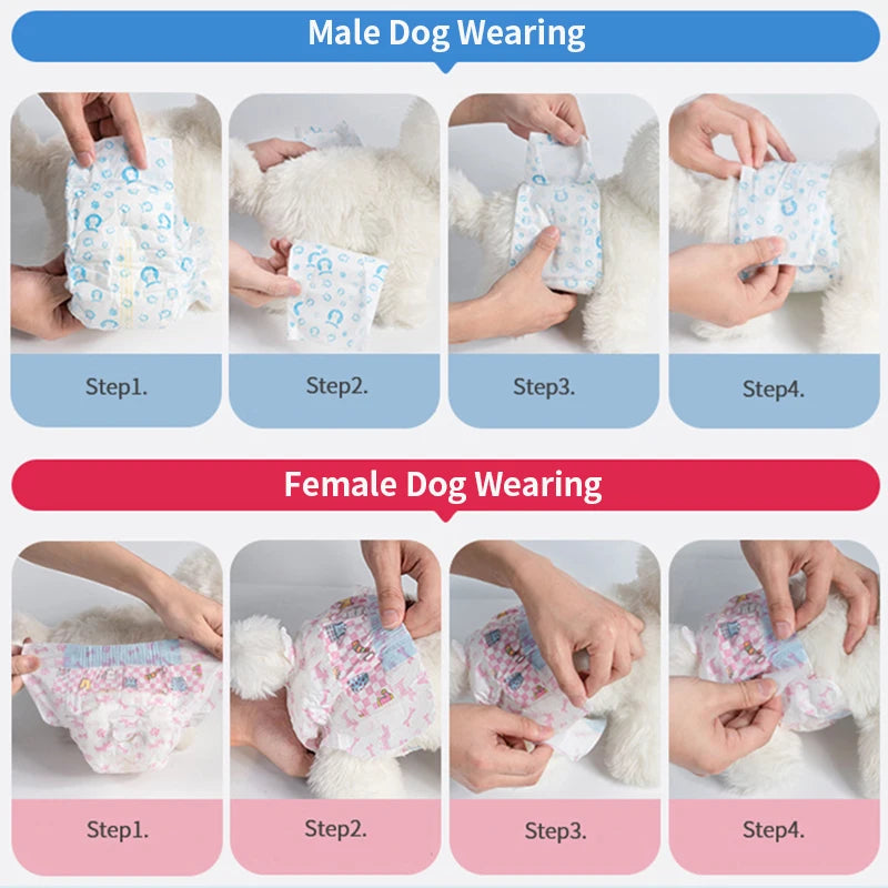 Disposable Dog Diapers – Leakproof Super Absorbent Nappies for Male & Female Dogs, 10 Pack Ditzy Petunia