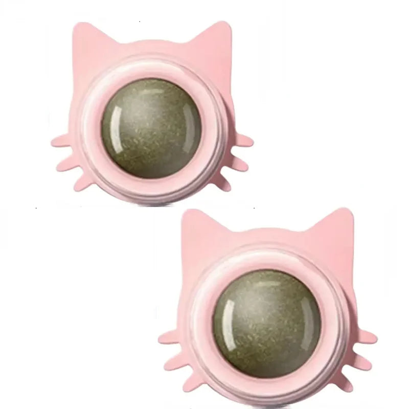Lickable Catnip Ball Toy – 360° Rotating Chew Toy for Cats | Teeth Cleaning & Wall-Mountable Play Ball