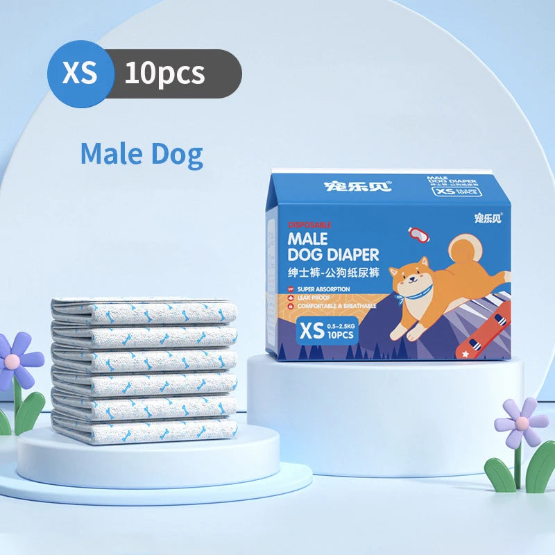 Disposable Dog Diapers – Leakproof Super Absorbent Nappies for Male & Female Dogs, 10 Pack Ditzy Petunia