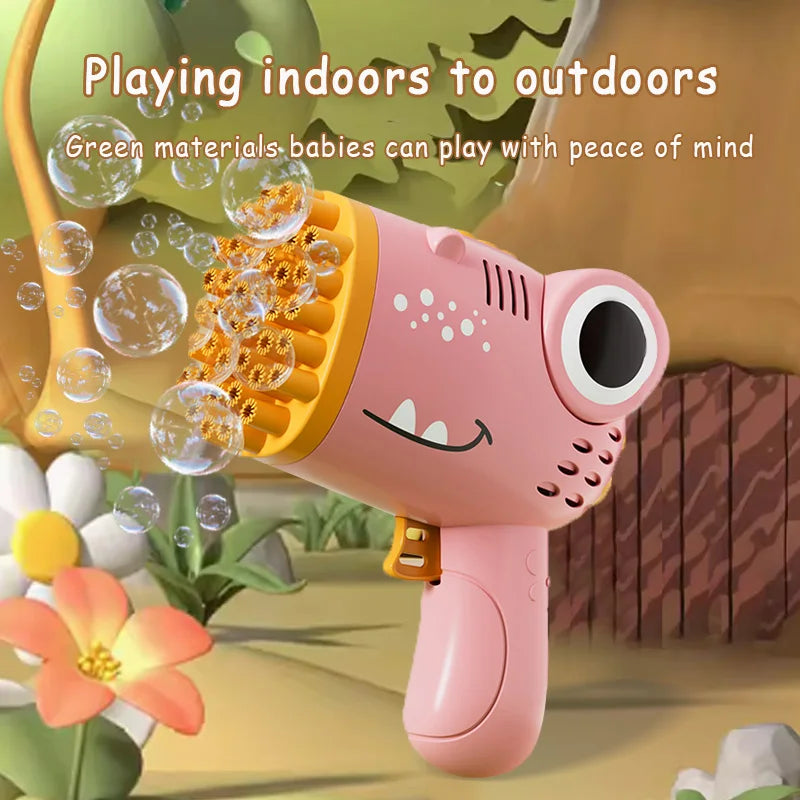 40-Hole Dinosaur Bubble Machine – Handheld Electric Bubble Gun Toy for Outdoor Fun, Parties, and Weddings (No Bubble Water) Ditzy Petunia