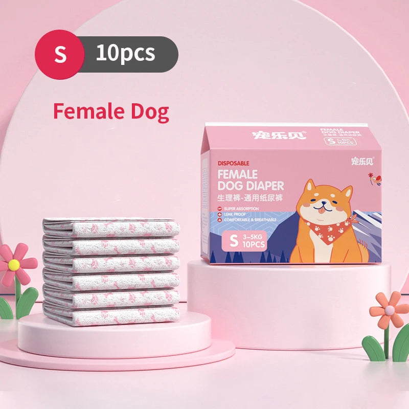 Disposable Dog Diapers – Leakproof Super Absorbent Nappies for Male & Female Dogs, 10 Pack Ditzy Petunia