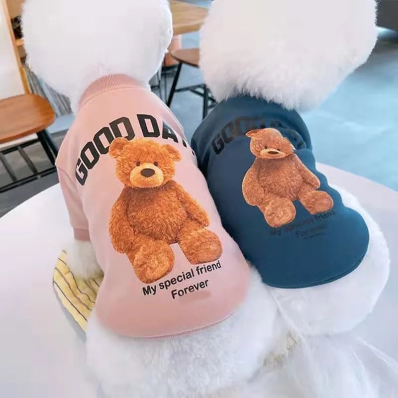 Winter Dog Clothes – Cute Puppy Warm Pullover Sweatshirt with Bear Pattern | Pet Jacket for Small & Medium Dogs, Cats | Chihuahua Costume Coat Ditzy Petunia