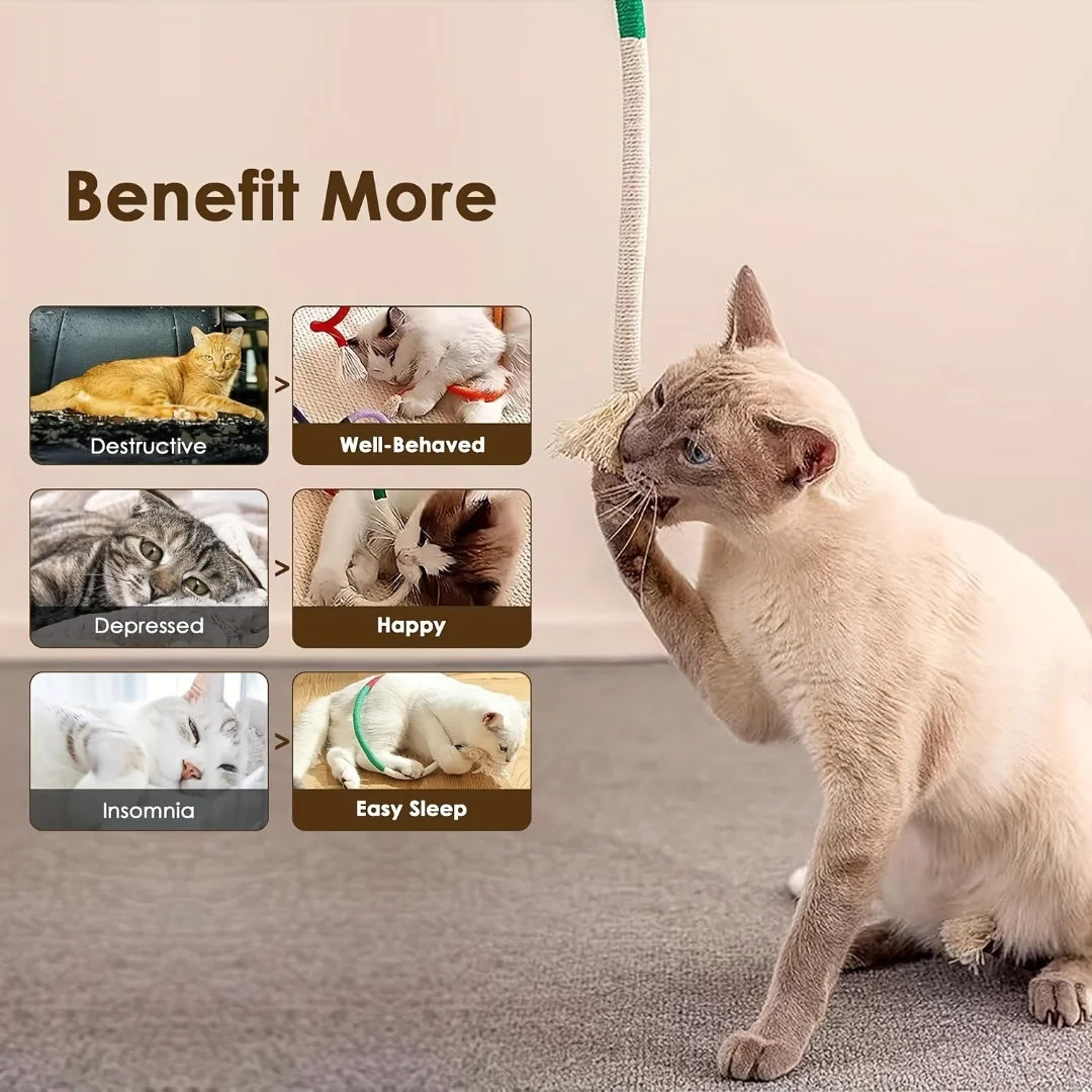 Sisal Rope Cat Toy with Silvervine Fruit - Durable Interactive Chew Toy for Cats Ditzy Petunia