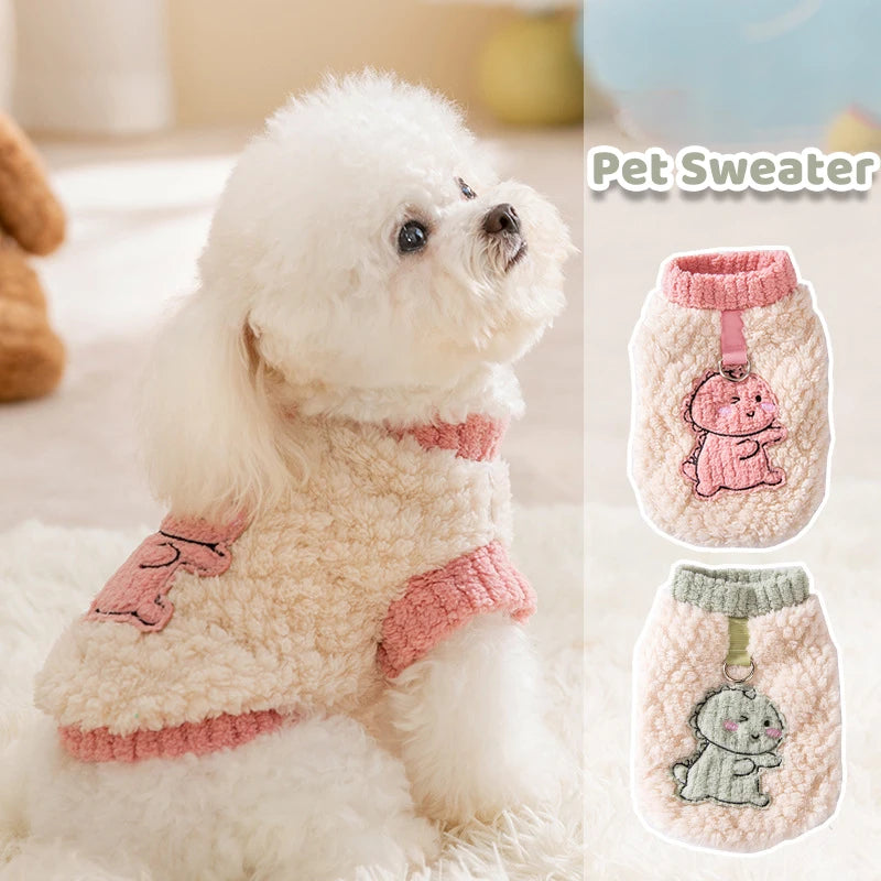 Warm Autumn Dog Hoodies – Plush Fashion Print Pullovers for Small Dogs & Cats, Chihuahua Pet Sweater