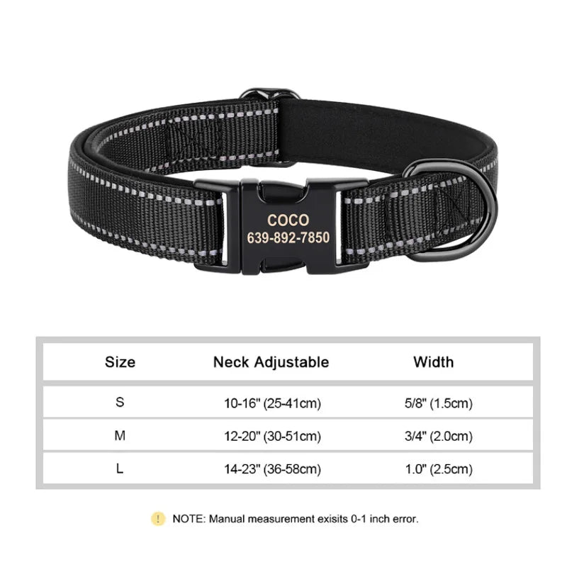 Reflective Personalized Dog Collar with Engraved ID – Soft Padded Nylon Adjustable Collar for All Dog Sizes Ditzy Petunia