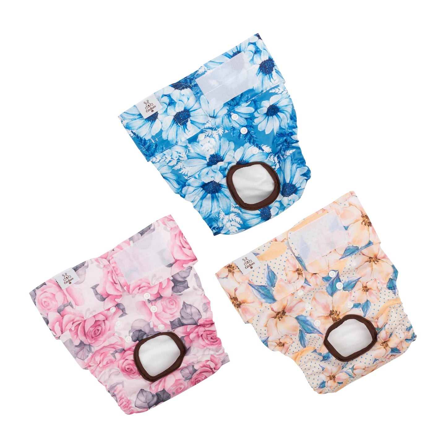 Washable Female Dog Diapers – Reusable Leak-Proof Diapers for Dogs in Heat, Potty Training & Incontinence (Pack of 3) Ditzy Petunia