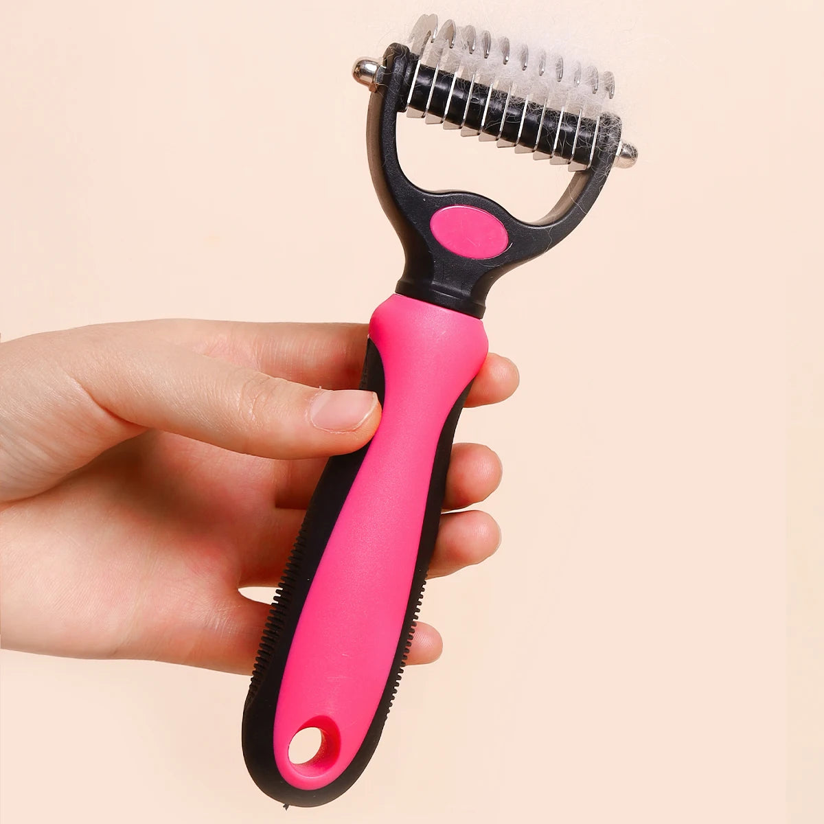 Dual-Sided Pet Deshedding Brush - Stainless Steel Grooming Tool for Cats & Dogs, Removes Loose Hair & Tangles x 1pc Ditzy Petunia