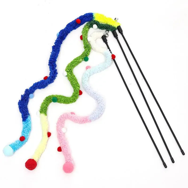 Plush Cat Teaser Wand – Interactive Cat Toy for Indoor and Outdoor Play
