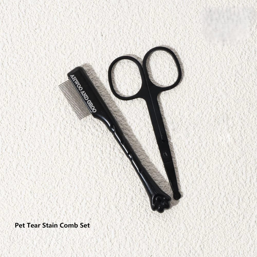 Pet Facial Cleaning Comb & Scissors Set – Tear Stain Remover & Grooming Tool for Dogs and Cats