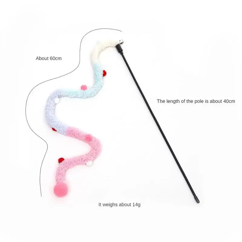 Plush Cat Teaser Wand – Interactive Cat Toy for Indoor and Outdoor Play