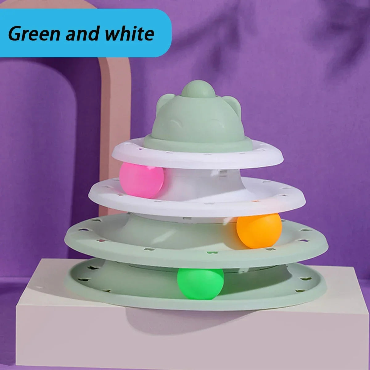 4-Level Cat Tower Ball Toy – Interactive Puzzle & Play Track