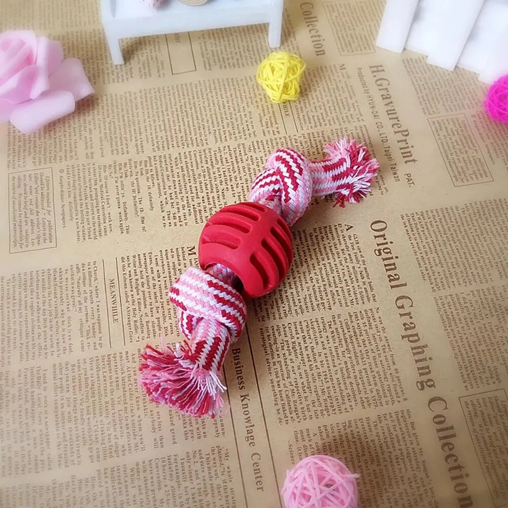 Bite Resistant Dog Rope Toy - Interactive Cotton Bone Chew Knot for Small Puppies, Teeth Cleaning Durable Dog Toy