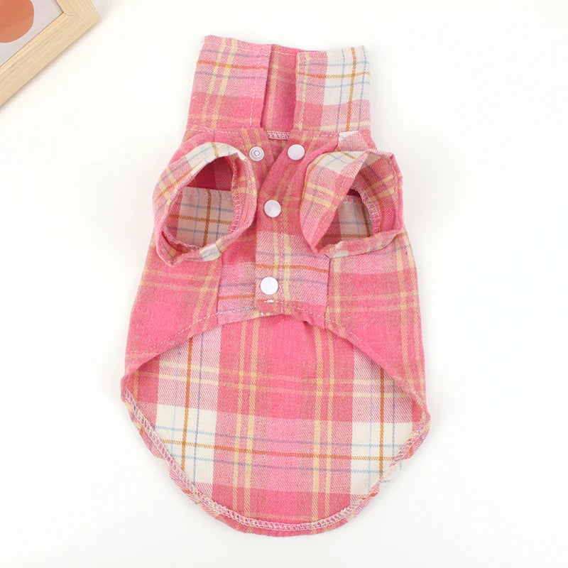 British Style Plaid Dog Shirt - Summer Pet Clothes for Small Dogs & Puppies | Lightweight & Stylish
