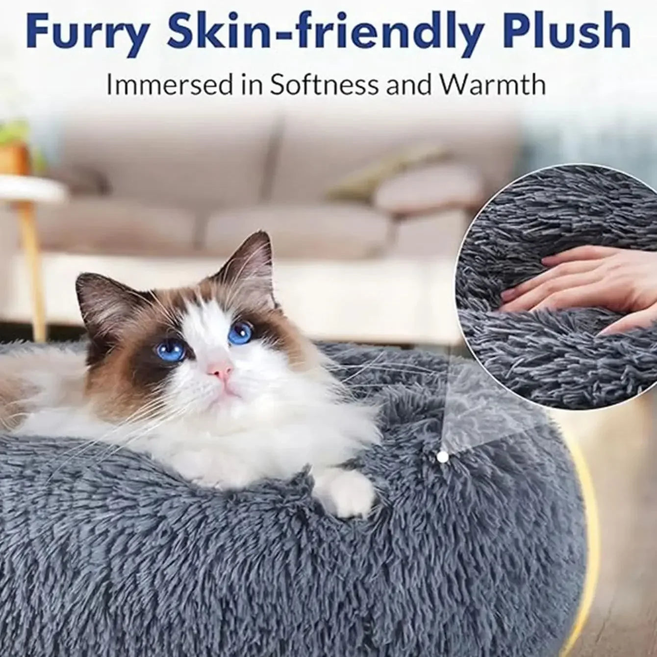 Eco-Friendly Plush Pet Bed with Non-Slip Bottom – Soft & Comfortable Dog and Cat Bed (Machine Washable) Ditzy Petunia