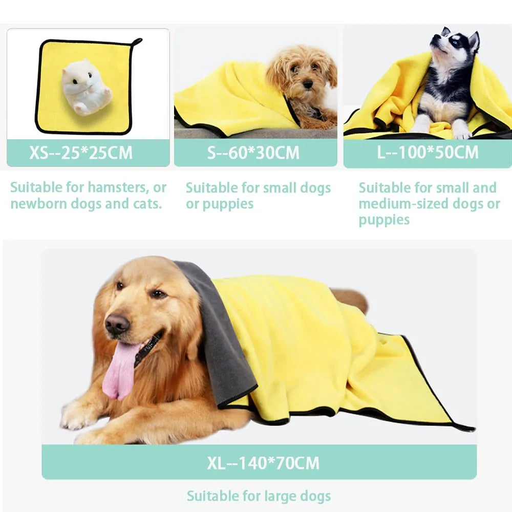 🐾 Ultra-Absorbent Pet Towel – Quick-Dry for Bath Time, Travel & More