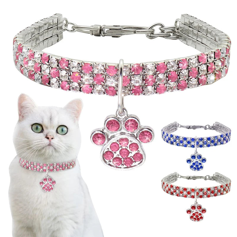 Elegant Crystal Pet Collar – Adjustable Jewelled Necklace for Cats & Dogs