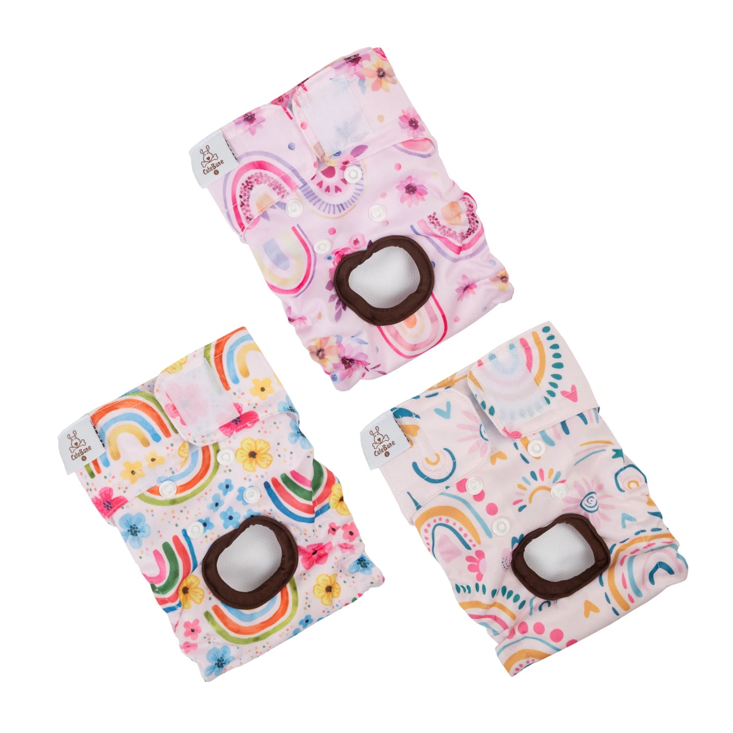 Washable Female Dog Diapers – Reusable Leak-Proof Diapers for Dogs in Heat, Potty Training & Incontinence (Pack of 3) Ditzy Petunia