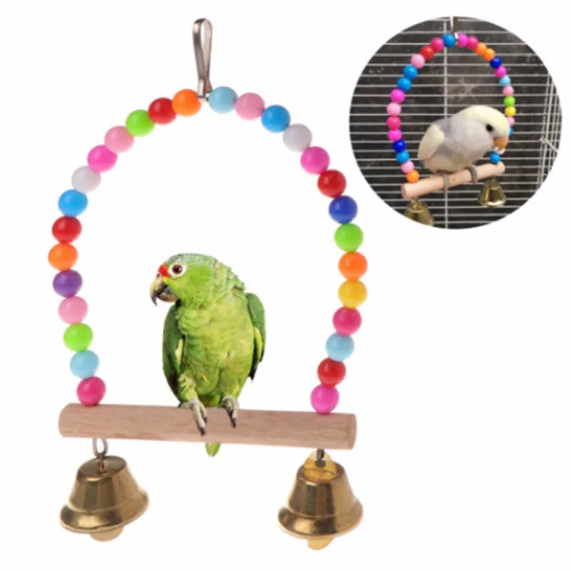 8PCS Natural Wooden Bird Toys – Swing, Perch, Bridge & More