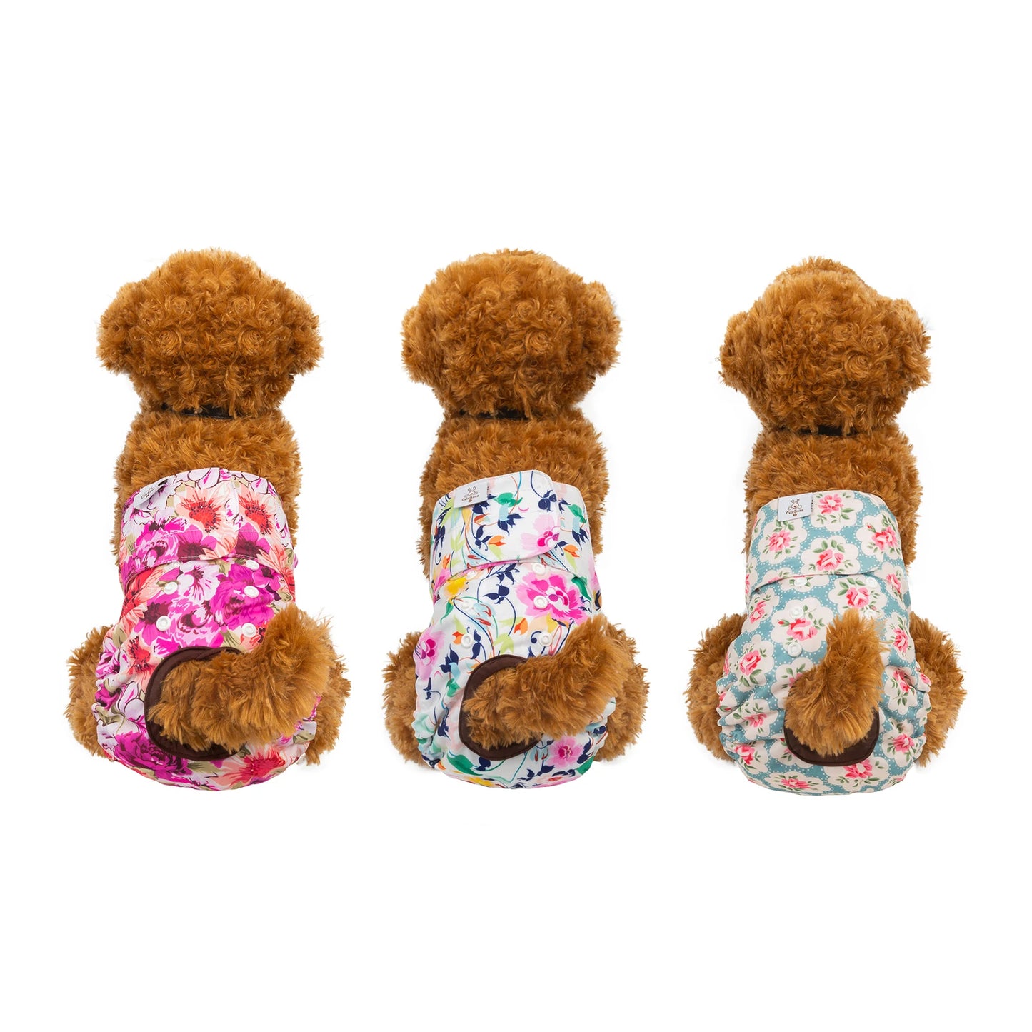 Washable Female Dog Diapers – Reusable Leak-Proof Diapers for Dogs in Heat, Potty Training & Incontinence (Pack of 3) Ditzy Petunia