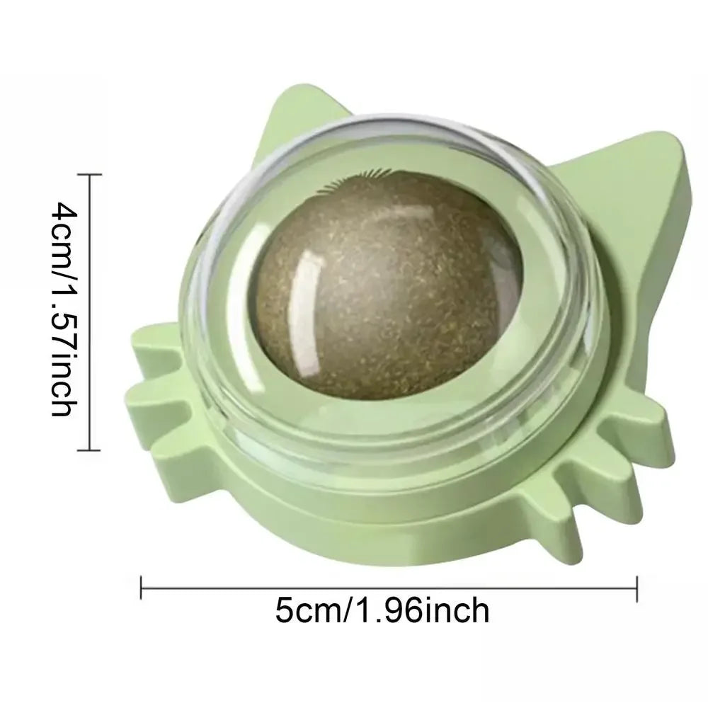Lickable Catnip Ball Toy – 360° Rotating Chew Toy for Cats | Teeth Cleaning & Wall-Mountable Play Ball