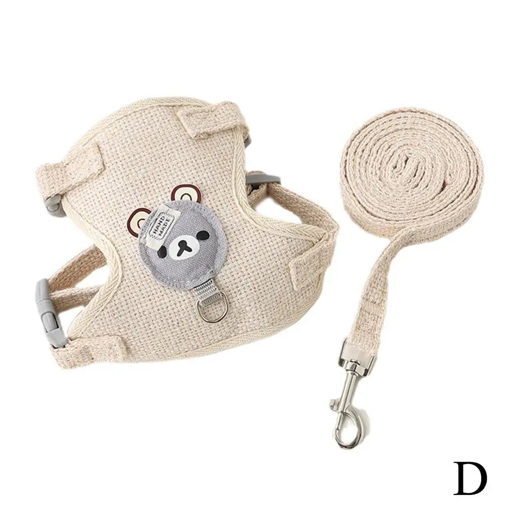 Adjustable Pet Leash with Chest Strap - Safe, Durable Polyester for Small Pets Ditzy Petunia